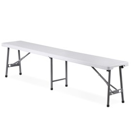 SEGAWE 6FT Plastic Folding Bench Portable Bench Indoor Outdoor for Picnic Camping White
