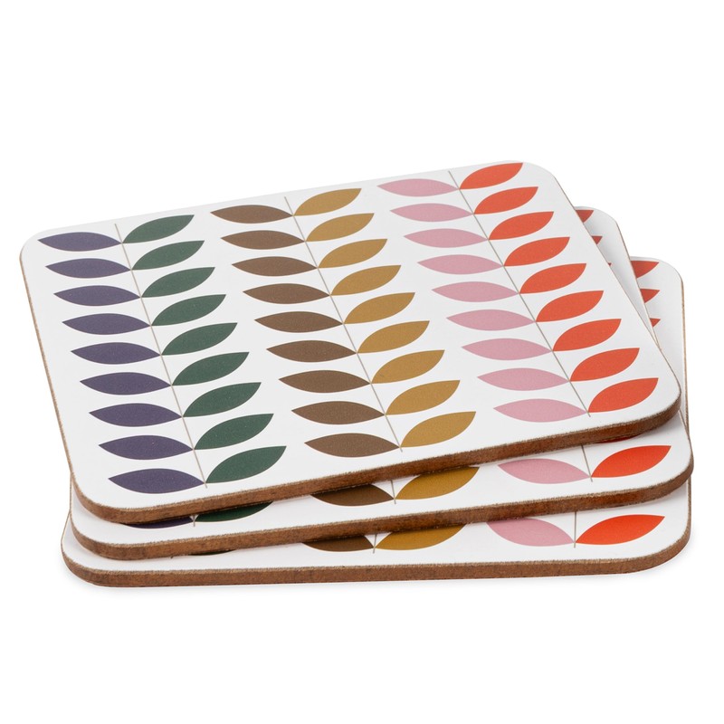 LAGO TERRA Set of 4 Leaf Print Drinks Coasters in