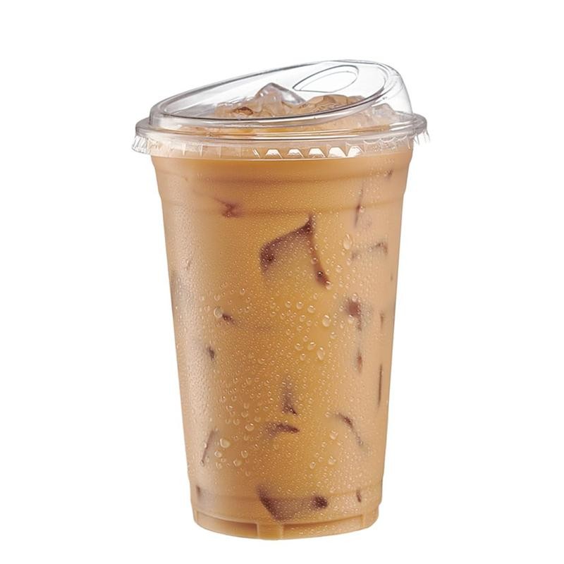 50 Sets Crystal Clear Plastic Cups With Strawless Sip-Lids, Disposable