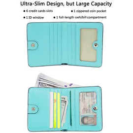 AINIMOER Cartera pequeña de cuero para mujer, titular de tarjetas de crédito con bloqueo RFID para mujer, Bloqueo Rfid azul marino, Talla única
