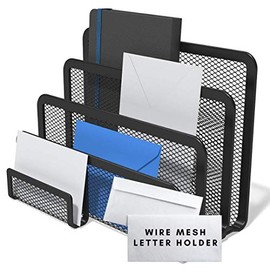 1InTheOffice Organizador de escritorio negro mate, clasificador de archivos, soporte para cartas, 1 paquete