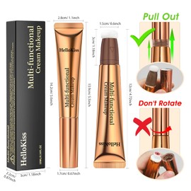 LSxia Liquid Contour Beauty Wand, Cream Liquid Contour Stick Matte Bronzer Stick with Cushion Applicator, Lightweight Blendable, Long Lasting Silky Liquid Face Shaping & Contouring Stick | 0# Contour Light brown
