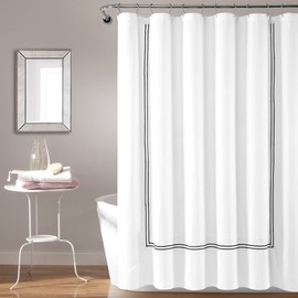 Lush Decor Hotel Collection Shower Curtain, 72" x 72", White & Black