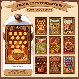 Moinchore 9 Pcs Shooting Targets, Paper Targets for Shooting Range 23" x 35'' Funny Shoot Game Target Set for Tiki Carnival Western Party Game Supplies(Western)