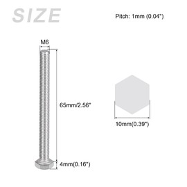 METALLIXITY Hex Bolts (M6-1x65mm) 15Pcs, 304 Stainless Steel Coarse Fully Threaded Hex Head Screw Bolt Machine Screws - for Furniture Repair, Silver