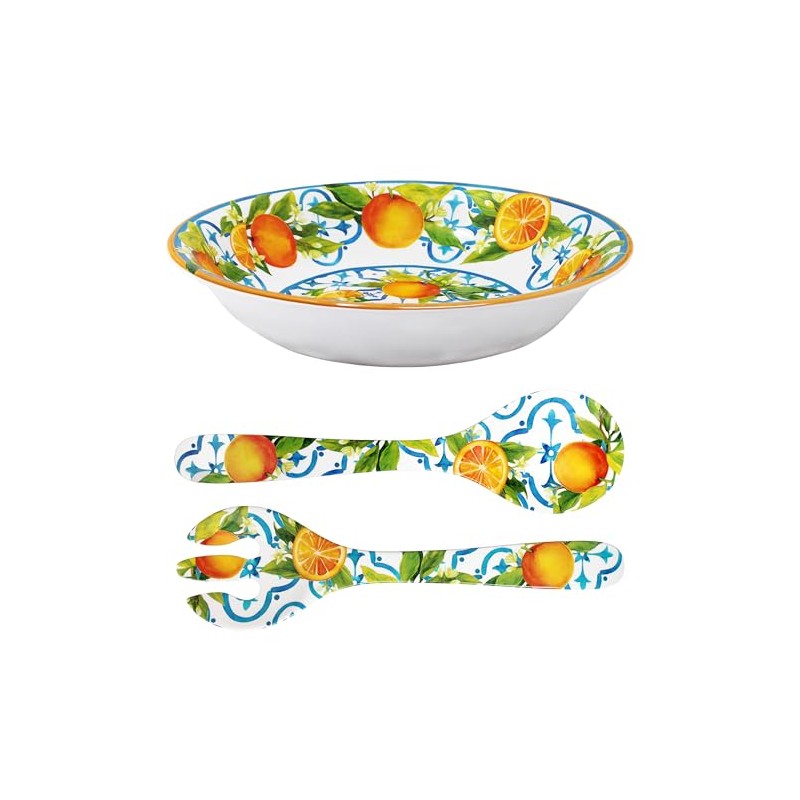 Le Cadeaux Luxury Melamine Salad Bowl and Serving Set, Valencia