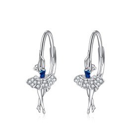 CRMAD Ballerina Earrings for Women Sterling Silver Dancer Leverback Earrings Gift for Dancer Women (Ballerina)