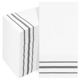 Disposable Hand Towels for Bathroom, 200 Pack Paper Napkins Rectangle White Napkins with Silver Border for Guest Towels Elegant Napkins Decorative Paper for Wedding Bridal Baby Shower Birthday Party
