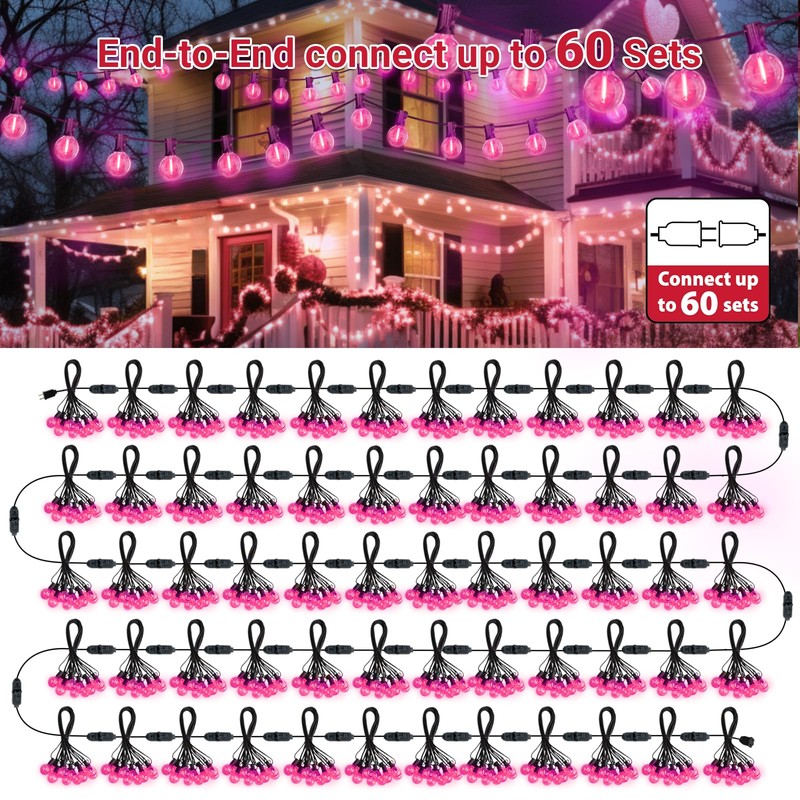 LAMPHOME LED Outdoor String Light, 26Feet Patio Lights with 12+1Edison