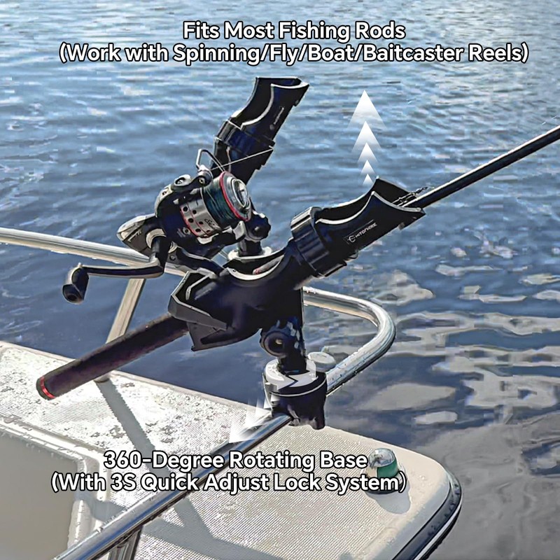 HITORHIKE Fishing Rod Holder Universal Fit Kit Allows for 360-degree