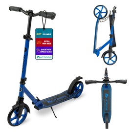 Outdoor Cruiser Kick Scooter for Ages 6+, for Kids, Teens, and Adults, Max Load 250 LBS, Foldable, 8-inch Wheels for Kids and Adults, Dual Suspension, 3 Adjustable Levels, Child Safety Approved, Blue