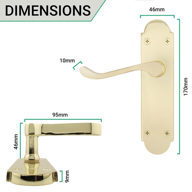 EAI Polished Brass Door Handles - Victorian Scroll Shaped |