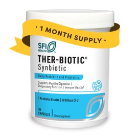 Klaire Labs Klaire Labs SFI Health Ther-Biotic Synbiotic 50 Billion CFU Daily Probiotics for Women & Men - Pre and Probiotic with Low-FODMAP Certified Prebiotic, 7 Probiotics for Sensitive Stomachs (30 Capsules)