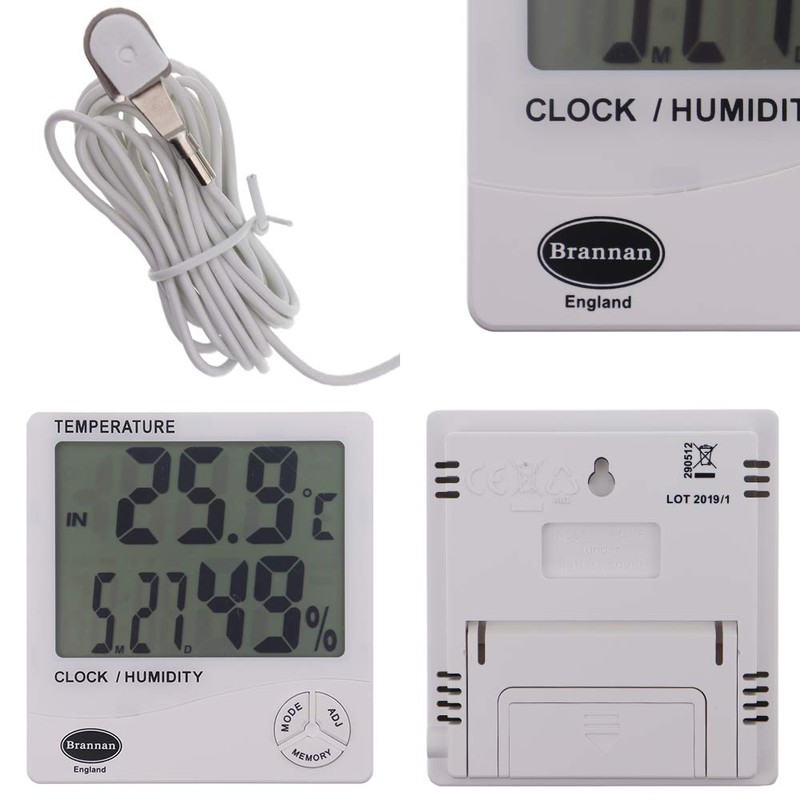 Jumbo Max Min Thermometer and Hygrometer with Clock, Indoor and