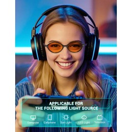 TIJN Olisa Gaming Glasses,Unisex Oval Sleep Glasses for 96% Blue Light Blocking,Dual AR Coatings,Orange Lens,Reduce Eyestrain