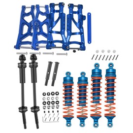 RCMYou Upgrades Part for 1/10 Slash 2WD,Rear Drive Shaft CVD & Front Axles,Alloy Front Rear Suspension Arm,Big Bore RC Shock Absorber,Navy Blue
