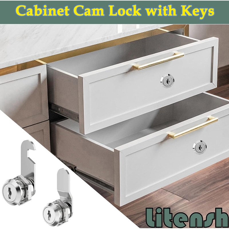 Litensh Cabinet Cam Locks 25mm, Mailbox Lock with Key Different,