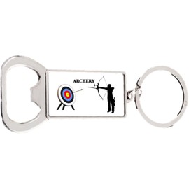 Archery Male Sport Target Rectangle Bottle Opener Metal Keyring and Velvet Gift Bag