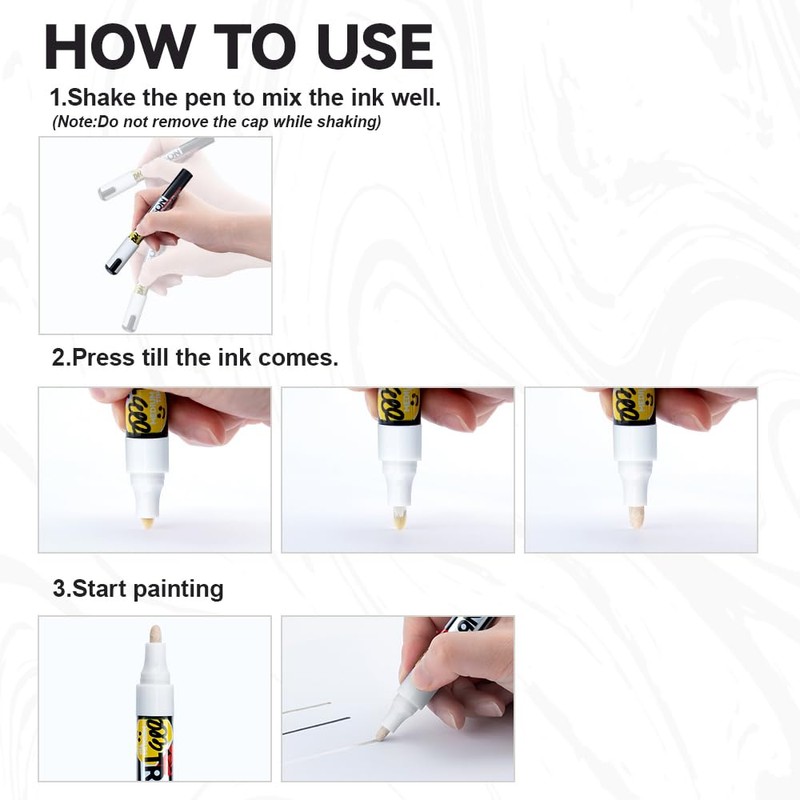 TRANSON 2 White Paint Markers for Fabric Rock Craft Diy