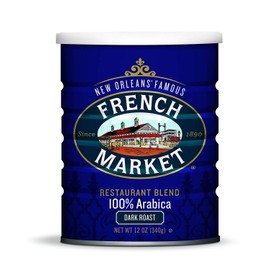 French Market Coffee & Chicory Restaurant Blend Dark Roast Ground Coffee, 12oz Can (Pack of 3)