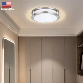 36W ETL Dimmable LED Metal Ceiling Light Fixture 13Inch Flush Mount Modern Design IP44 Rated for Home Office Living Room KitchenColor: Silver, Lamp Power(W): 13inch 36W, Number of Lights: 5CCT, Support Dimmer: Yes