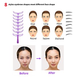 8 Styles Eyebrow Stencils!! Washable Eyebrow Stencils,Eyebrow Shaping Tool Kit, 8 Styles Reusable Eyebrow Template with Handle and Strap,Eyebrow Template, Eyebrow Positioning Tool