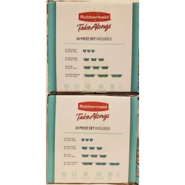 Rubbermaid Take Alongs Teal 24 Piece Set Lids And Containers 2 complete sets NEW