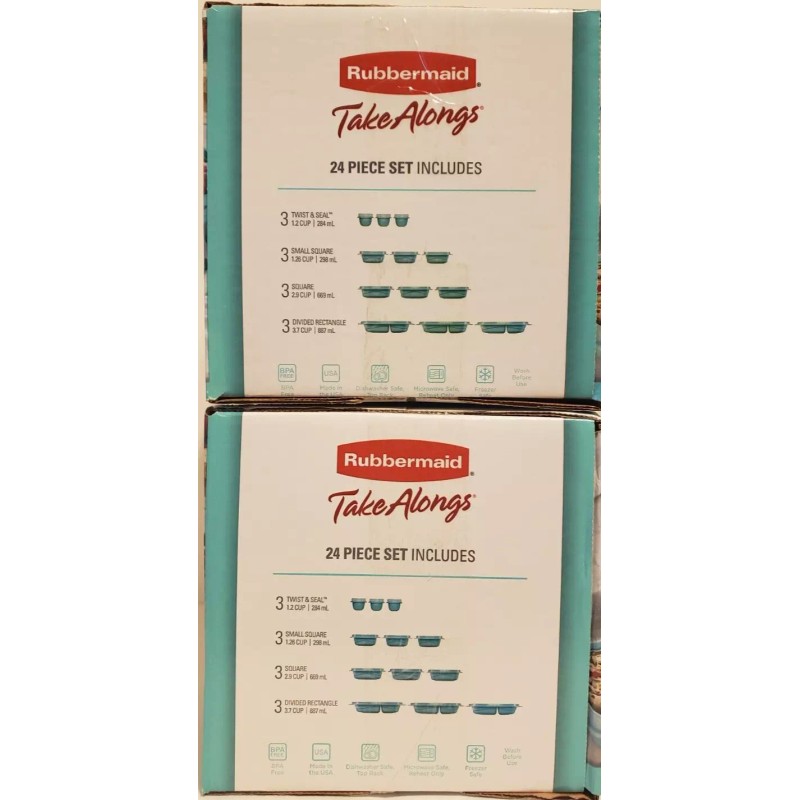 Rubbermaid Take Alongs Teal 24 Piece Set Lids And Containers