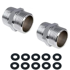 2 Pack Shower Hose Extension 1/2 Inch Shower Hose Connector,Threaded Pipe Connection Male Threaded Connector Accessories