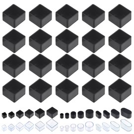 Swpeet 20Pcs 1-3/8"×1-3/8" Black Square Chair Leg Caps, Floor Protectors, Table Chair Leg Protection Cover, Furniture Leg Caps，Leg Tips Covers, Feet Pads, Feet for Furniture Table Chair