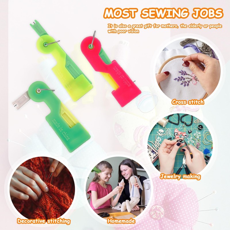 5 Pcs Automatic Needle Threader, Plastic Sewing Machine Needle Threader,