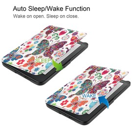 SATURCASE Case for Kobo Clara HD, Beautiful PU Leather Flip Folio Ultra Slim Light Weight Protective Cover with Auto Sleep/Wake Function (KN-4)