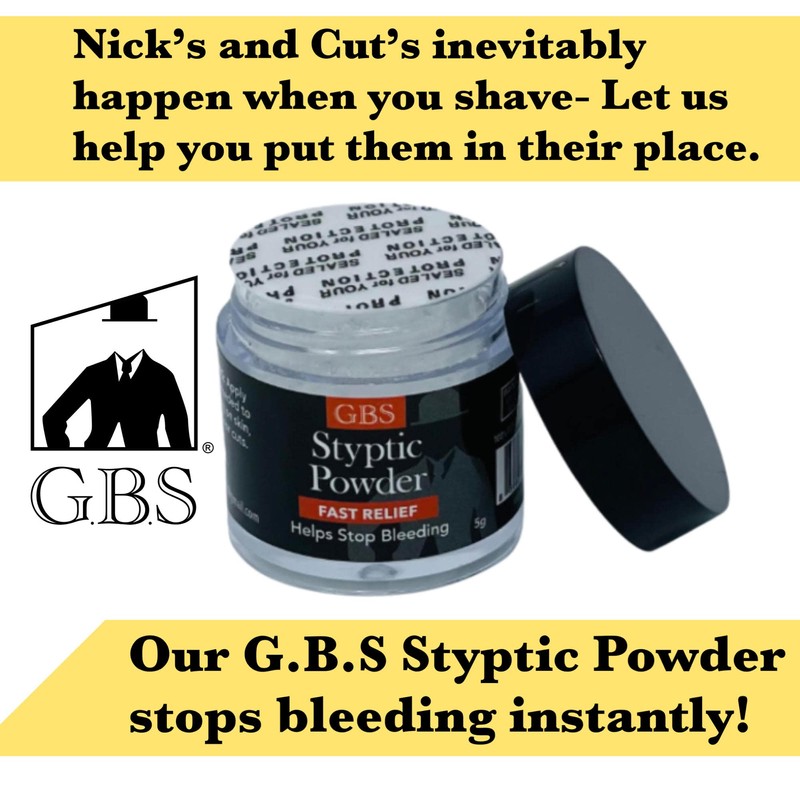 GENTS Styptic Powder .18 oz Twist off Cap and Protective