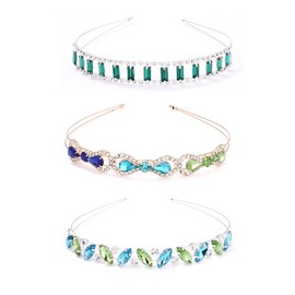 DANRENPANG 3 piece Sparkling Colorfull Crystal Rhinestones Headband Fashionable Wedding Hair Accessories Birthday Party Prom Headwear Gift (ENXZ2025-2, Universal size)