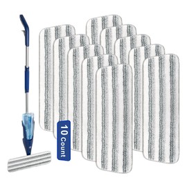 DOCXCDO 10 Count Microfiber Mop Pads for Rubbermaid Reveal Spray Mop,Bona Spray Mop,Libman Spray Mop and All Other 13"-15"Spray Mops,16.5''x5.5''Spray Mop Pads for Wet/Dry Floor Cleaning