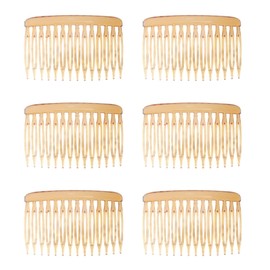 Ruwado 6 Pcs 14 Teeth Hair Side Comb Twist Small French Vintage Style Hair Clips Pins Accessories Supplies for Women Girls Bridal Wedding Veil Fine Long Curly Hair (Light Brown)