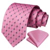 HISDERN Men's Pink Plaid Ties for Wedding Party Woven Necktie