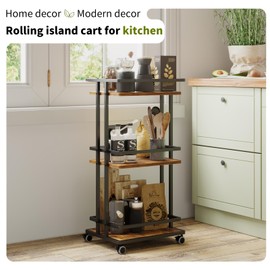 VonDream Bar Carts for The Home with Wheels, 3 Tier Beverage Bar Cart with Storage Shelves, Coffee Bar Cabinet for Your Home Entertainment