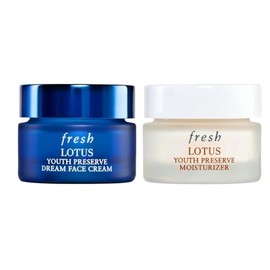 Fresh Lotus Youth Preserve Moisturizer, Dream Cream, and Rose Deep Hydration Deluxe Travel Size .5oz / 15mL