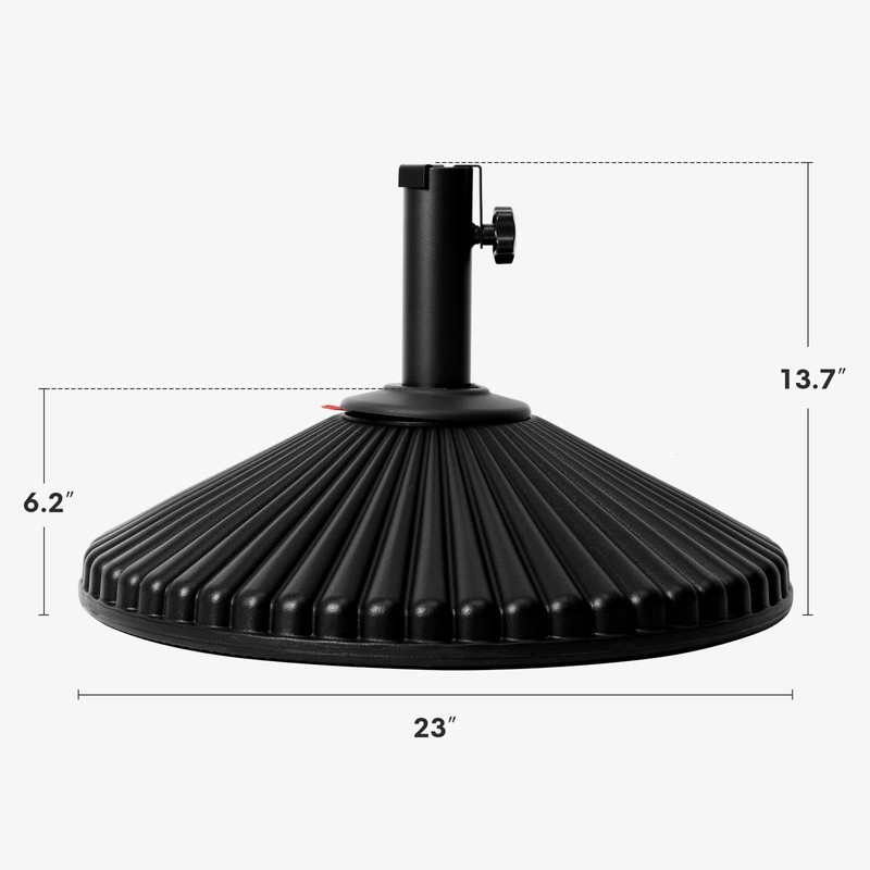 Abba Patio Umbrella Base, Round Sunburst Outdoor Umbrella Stand, Table