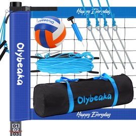 Outdoor Professional Volleyball Net Set for Backyard Beach with Adjustable Heavy Duty Poles, Durable Net, PU Volleyball & Pump, Carry Bag