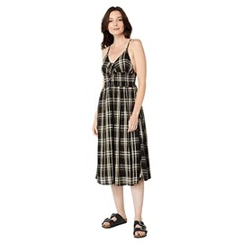 Lucky Brand Plaid Midi Dress Black/Cream Multi XXL (US 14-16)