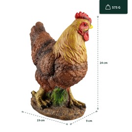 VERDOBA Garden Figurine Chicken Made of Resin Brown, Hand-Painted - Hen Decorative Figures Garden Decoration Garden Figures for Outdoor Use Large - Chickens Garden Decoration Polyresin Figures Animals