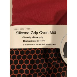 Household Trend Silicone Grip Oven Mitt Soft Flexible Cover Wrist Red  (2-FD-71