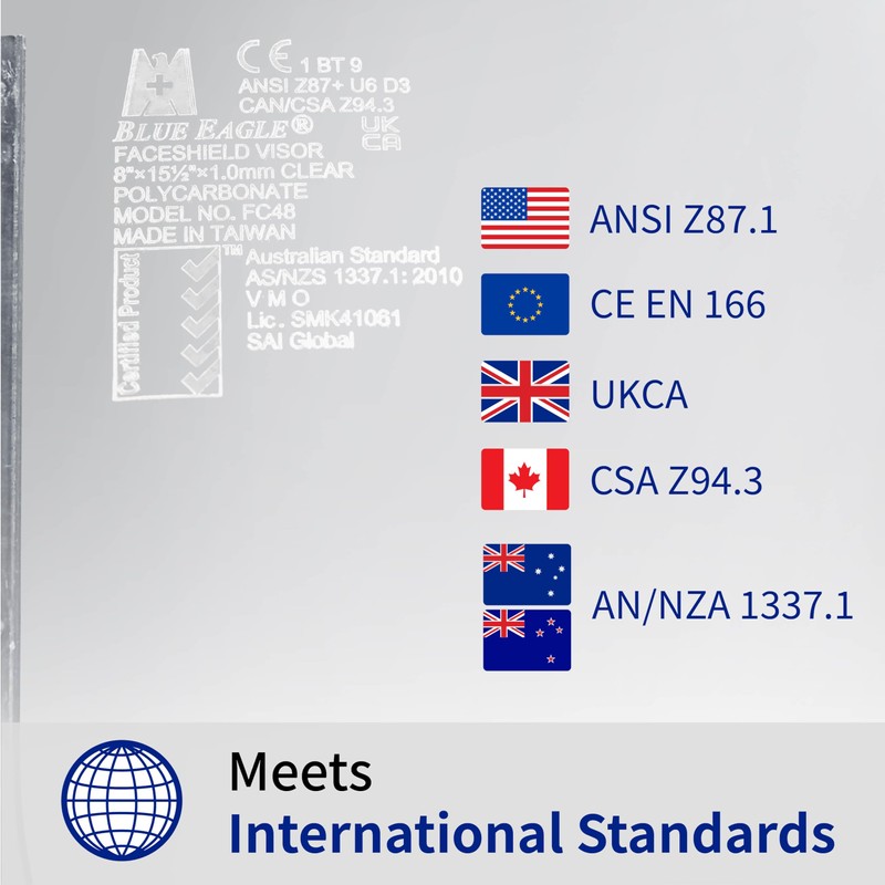 Blue Eagle Faceshield Replacement Visors (FC48) | Clear | High