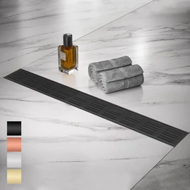 BAUNVB Linear Shower Drain 28 Inch, Professional Brushed SUS-304 Stainless Steel Shower Drain, 51L/Min Fast Drainage Floor Linear Drain, US Standard CUPC Certified, Matte Black, SD-109