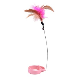 Collar de Varita de Broma para Gatos, Collar de Plumas de Gato Ajustable, Juguetes Interactivos de Plumas de Colores para Exteriores (Rosa)