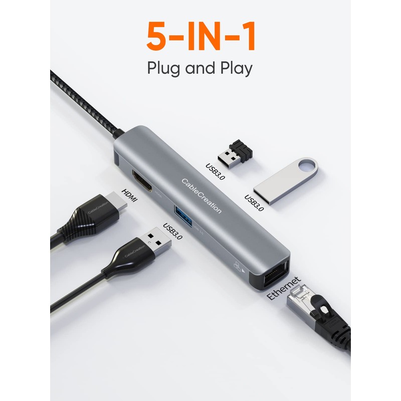 USB C Hub,CableCreation Adapter USB C Dongle for MacBook Pro,5