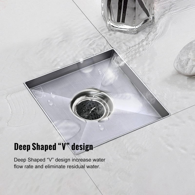 Linear Shower Drain with Grid Cover, Professional Brushed 304 Stainless