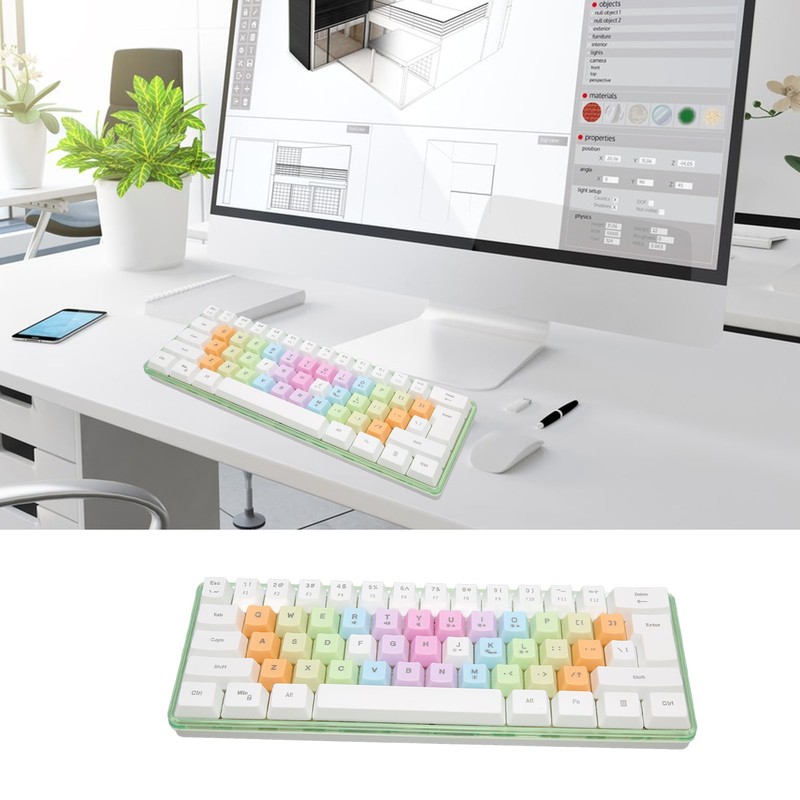 61 Keys Mechanical Keyboard RGB Backlight Colorful Keycaps Mini Wired